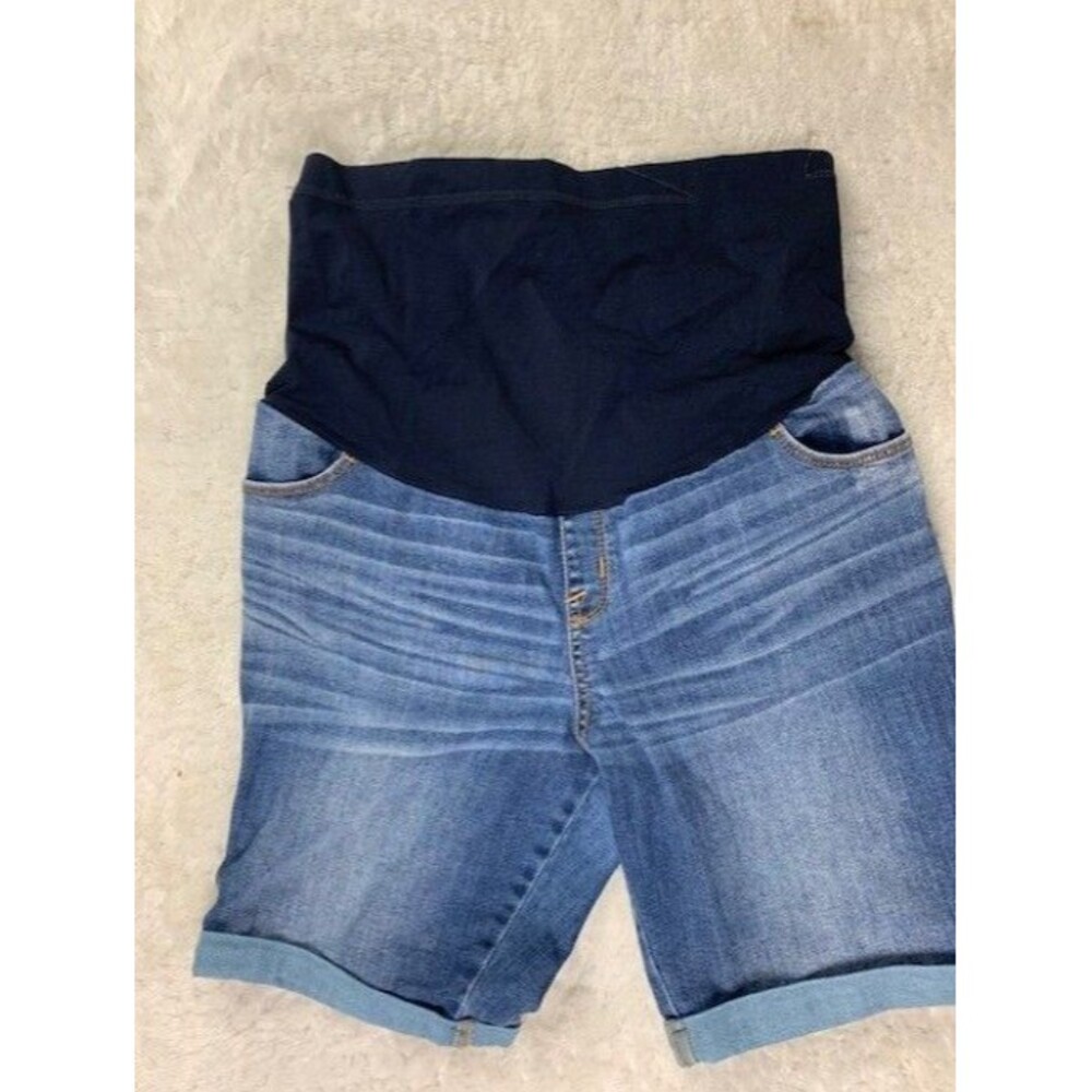 Liz Lange Size M Womens Maternity Jean Shorts Stretch Bermuda